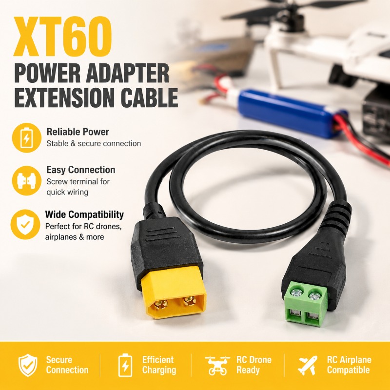 Screw Terminal Block - موصل XT60 ذكر وأنثى إلى كابل