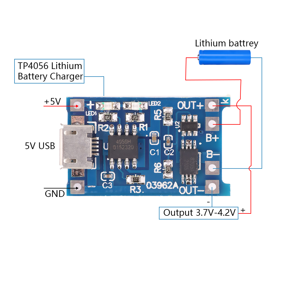 وحدة شحن بطارية ليثيوم مع حماي - مراجعة Tp4056 Module وسعره